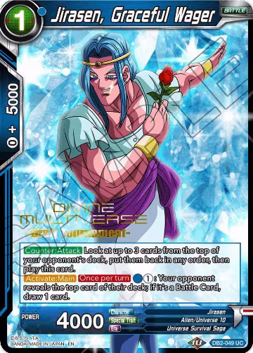 Jirasen, Graceful Wager (Divine Multiverse Draft Tournament) (DB2-049), Tournament Promotion Cards — DB Super card price