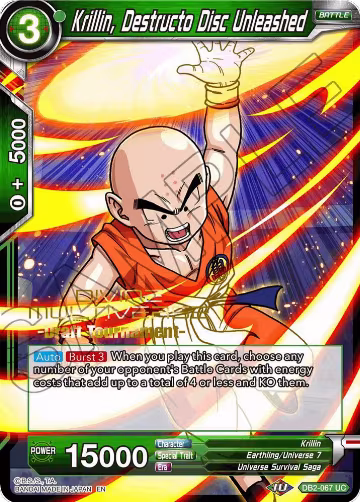 Krillin, Destructo Disc Unleashed (Divine Multiverse Draft Tournament) (DB2-067), Tournament Promotion Cards — DB Super card price