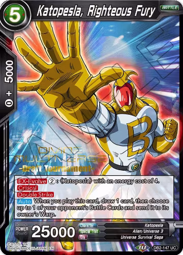 Katopesla, Righteous Fury (Divine Multiverse Draft Tournament) (DB2-147), Tournament Promotion Cards — DB Super card price