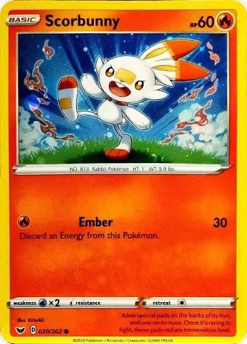 Scorbunny - 030/202 (Cosmos Holo) (030/202), Blister Exclusives — Pokémon card price