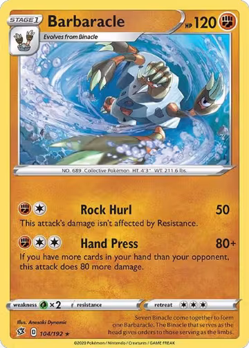 Barbaracle (104/192), Rebel Clash — Pokémon card price