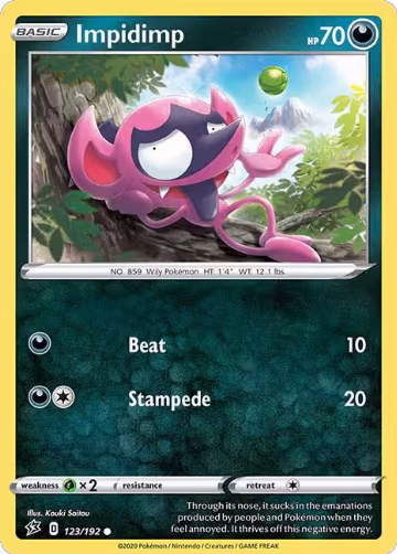 Impidimp (123/192), Rebel Clash — Pokémon card price