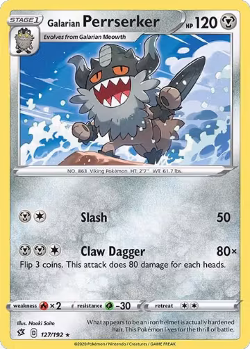 Galarian Perrserker (127/192), Rebel Clash — Pokémon card price