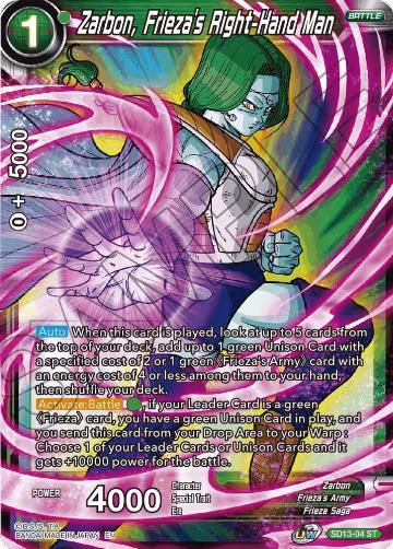 Zarbon, Frieza's Right-Hand Man (SD13-04), Rise of the Unison Warrior — DB Super card price