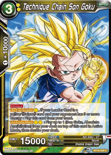 Technique Chain Son Goku (BT10-098), Rise of the Unison Warrior — DB Super card price