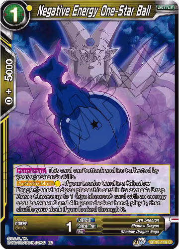 Negative Energy One-Star Ball (BT10-119), Rise of the Unison Warrior — DB Super card price
