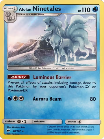 Alolan Ninetales - 28/147 (Water Web Holo) (028/147), Miscellaneous Cards & Products — Pokémon card price