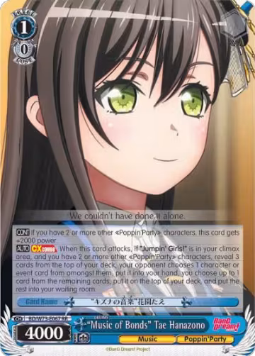 "Music of Bonds" Tae Hanazono (BD/W73-E067 RR), BanG Dream! Vol.2 — Weiß Schwarz card price