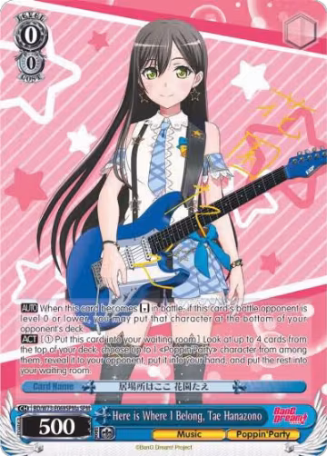 Here is Where I Belong, Tae Hanazono (SPM) (A) (BD/W73-E069SPMa), BanG Dream! Vol.2 — Weiß Schwarz card price