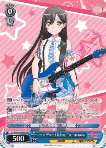Here is Where I Belong, Tae Hanazono (SPM) (B) (BD/W73-E069SPMb), BanG Dream! Vol.2 — Weiß Schwarz card price