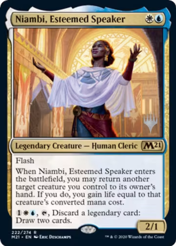 Niambi, Esteemed Speaker (222), Promo Pack: Core Set 2021 — Magic card price
