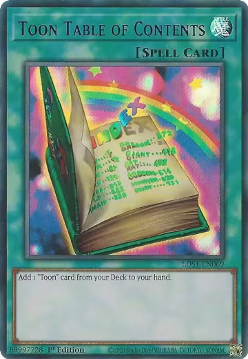 Toon Table of Contents (Blue) (LDS1-EN069), Legendary Duelists: Season 1 — Yu-Gi-Oh! card price