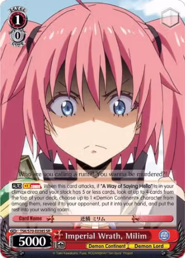 Imperial Wrath, Milim (SR) (TSK/S70-E038S SR), That Time I Got Reincarnated as a Slime — Weiß Schwarz card price