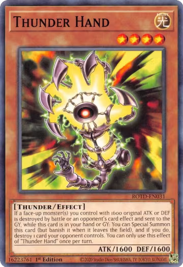 Thunder Hand (ROTD-EN031), Rise of the Duelist — Yu-Gi-Oh! card price