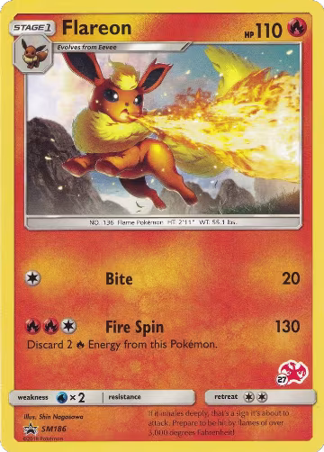 Flareon - SM186 (#27 Charizard Stamped) (SM186), Battle Academy — Pokémon card price