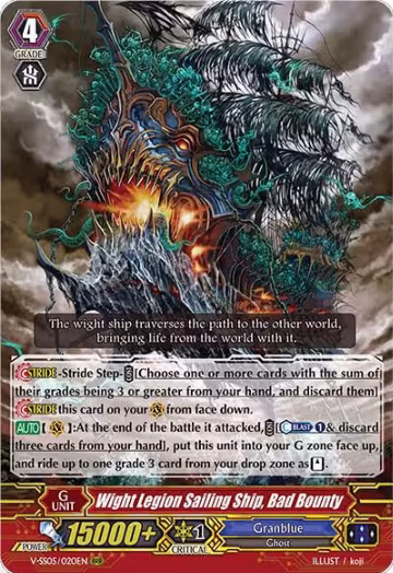 Wight Legion Sailing Ship, Bad Bounty (V-SS05/020EN), V-SS05: Premium Collection 2020 — Vanguard card price