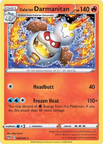 Galarian Darmanitan (28) (028/189), Darkness Ablaze — Pokémon card price