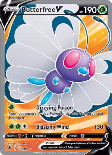 Butterfree V (Full Art) (177/189), Darkness Ablaze — Pokémon card price