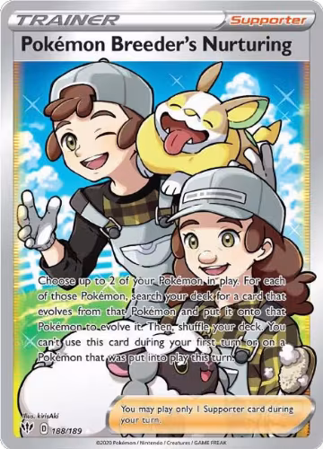 Pokemon Breeder's Nurturing (Full Art) (188/189), Darkness Ablaze — Pokémon card price