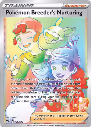 Pokemon Breeder's Nurturing (Secret) (195/189), Darkness Ablaze — Pokémon card price