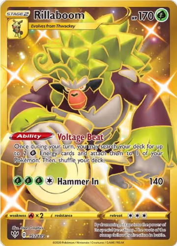 Rillaboom (Secret) (197/189), Darkness Ablaze — Pokémon card price