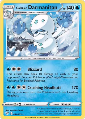 Galarian Darmanitan (44) (044/189), Darkness Ablaze — Pokémon card price