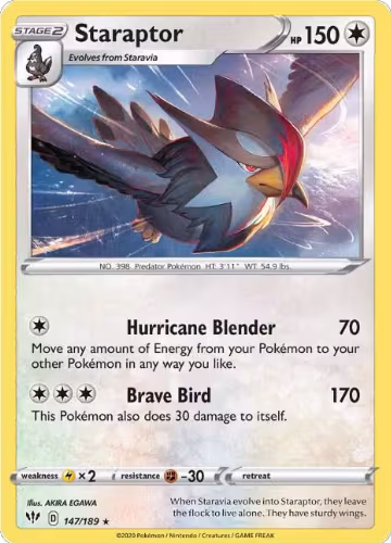 Staraptor (147/189), Darkness Ablaze — Pokémon card price