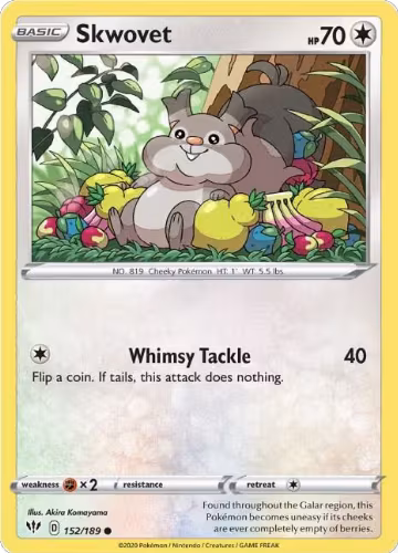 Skwovet (152/189), Darkness Ablaze — Pokémon card price