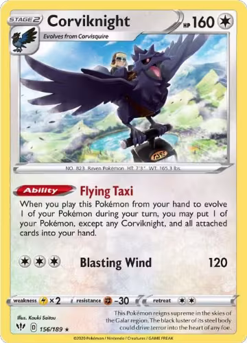 Corviknight (156/189), Darkness Ablaze — Pokémon card price