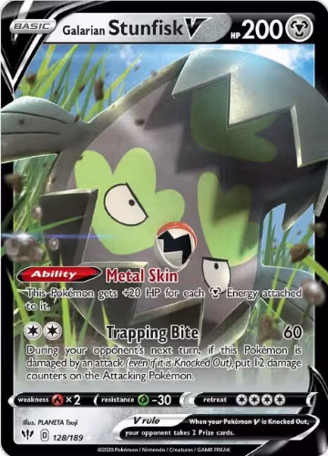 Galarian Stunfisk V (128/189), Darkness Ablaze — Pokémon card price