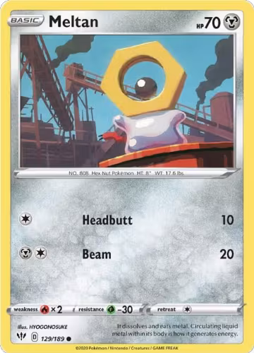 Meltan (129/189), Darkness Ablaze — Pokémon card price
