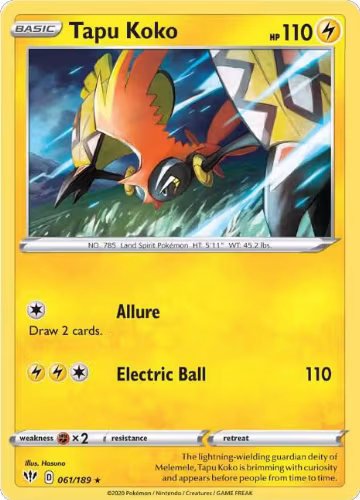 Tapu Koko (061/189), Darkness Ablaze — Pokémon card price