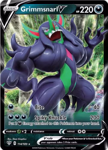 Grimmsnarl V (114/189), Darkness Ablaze — Pokémon card price
