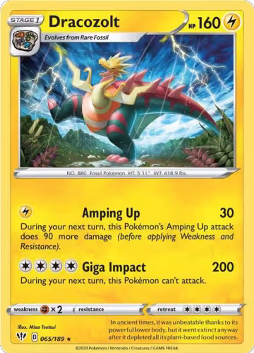 Dracozolt (065/189), Darkness Ablaze — Pokémon card price