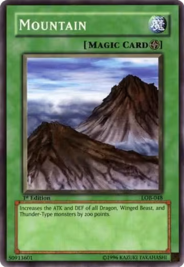 Mountain (LOB-048), The Legend of Blue Eyes White Dragon — Yu-Gi-Oh! card price