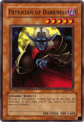 Patrician of Darkness (LOD-058), Legacy of Darkness — Yu-Gi-Oh! card price