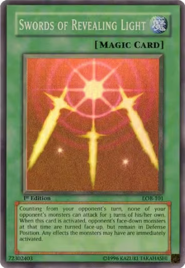 Swords of Revealing Light (LOB-101), The Legend of Blue Eyes White Dragon — Yu-Gi-Oh! card price