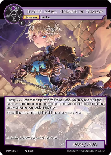 Jeanne D'Arc, Heroine of Shadow (PofA-059), Alice Origin IV: Prologue of Attoractia — Force of Will card price
