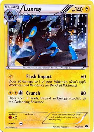 Luxray - 46/99 (Cracked Ice Holo) (046/099), Blister Exclusives — Pokémon card price