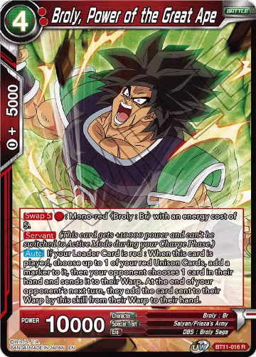 Broly, Power of the Great Ape (BT11-016), Vermilion Bloodline — DB Super card price
