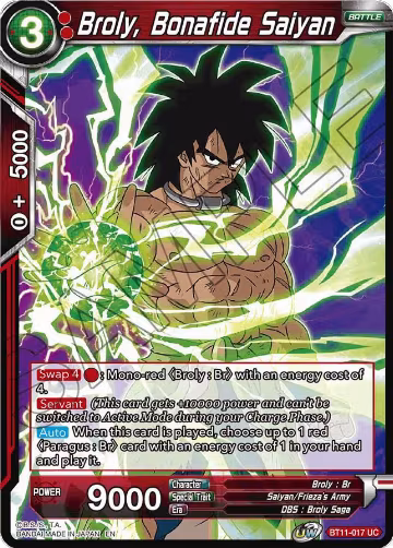 Broly, Bonafide Saiyan (BT11-017), Vermilion Bloodline — DB Super card price
