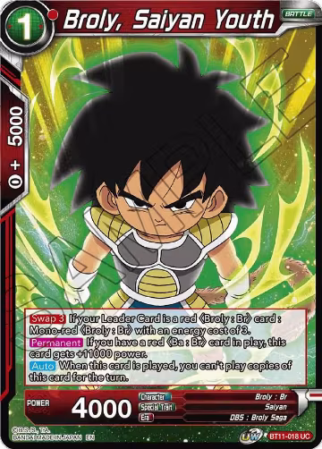 Broly, Saiyan Youth (BT11-018), Vermilion Bloodline — DB Super card price