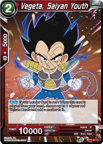 Vegeta, Saiyan Youth (BT11-011), Vermilion Bloodline — DB Super card price