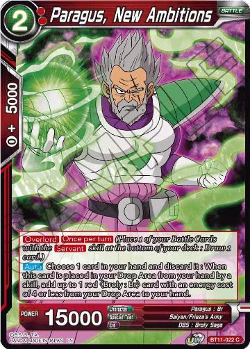 Paragus, New Ambitions (BT11-022), Vermilion Bloodline — DB Super card price