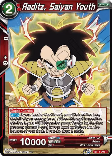 Raditz, Saiyan Youth (BT11-005), Vermilion Bloodline — DB Super card price