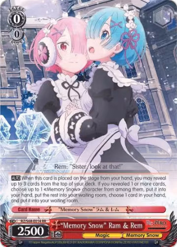 "Memory Snow" Ram & Rem (RZ/S68-E014 RR), ZERO Memory Snow — Weiß Schwarz card price