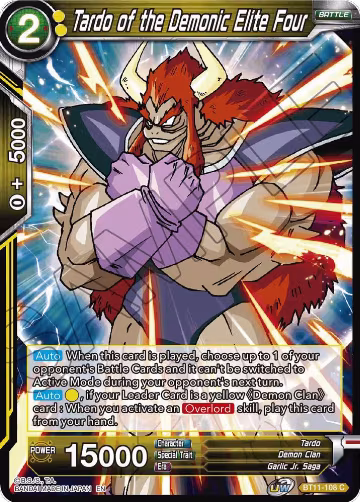 Tardo of the Demonic Elite Four (BT11-108), Vermilion Bloodline — DB Super card price