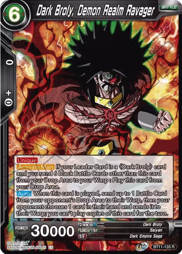 Dark Broly, Demon Realm Ravager (BT11-133), Vermilion Bloodline — DB Super card price