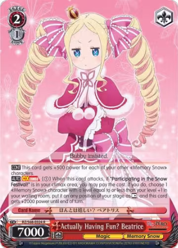 Actually Having Fun? Beatrice (RZ/S68-E024 R), ZERO Memory Snow — Weiß Schwarz card price
