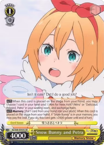 Snow Bunny and Petra (SR) (RZ/S68-E003S SR), ZERO Memory Snow — Weiß Schwarz card price
